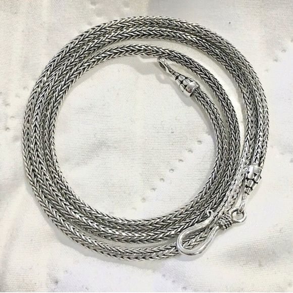 Sterling Silver Wheat Chain Braided Necklace 20inches - Picture 10 of 10